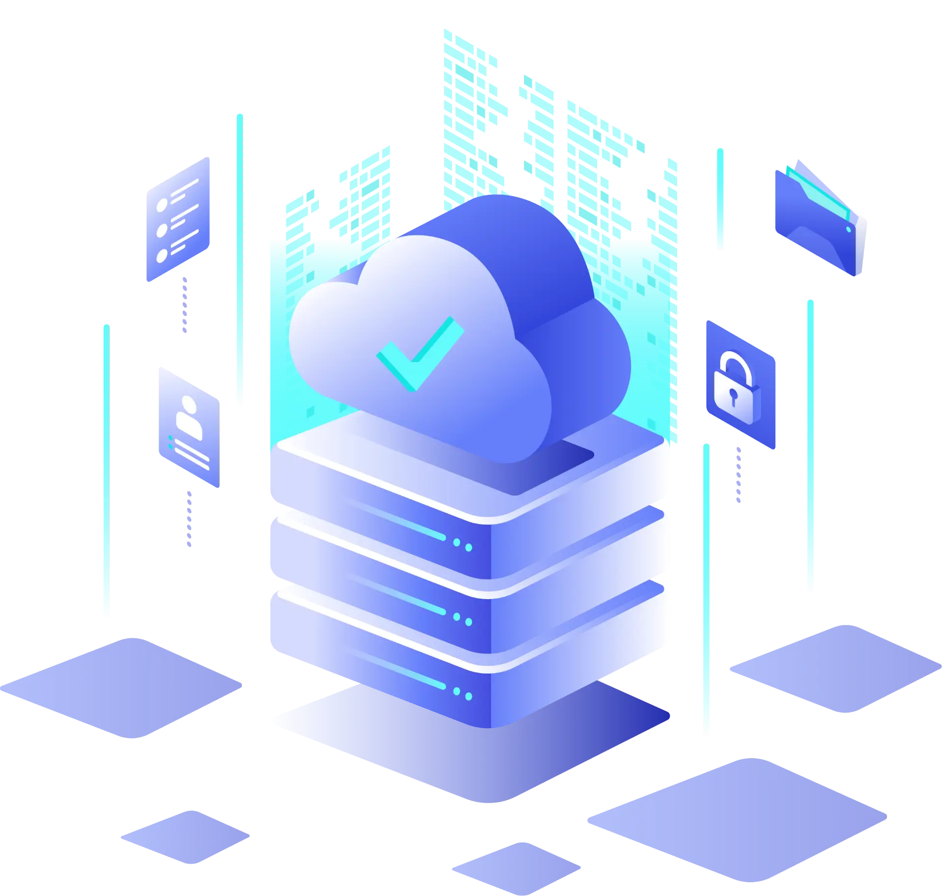 Backup and recovery banner with cloud, servers, and data icons, representing secure solutions to quickly restore critical business systems and files.