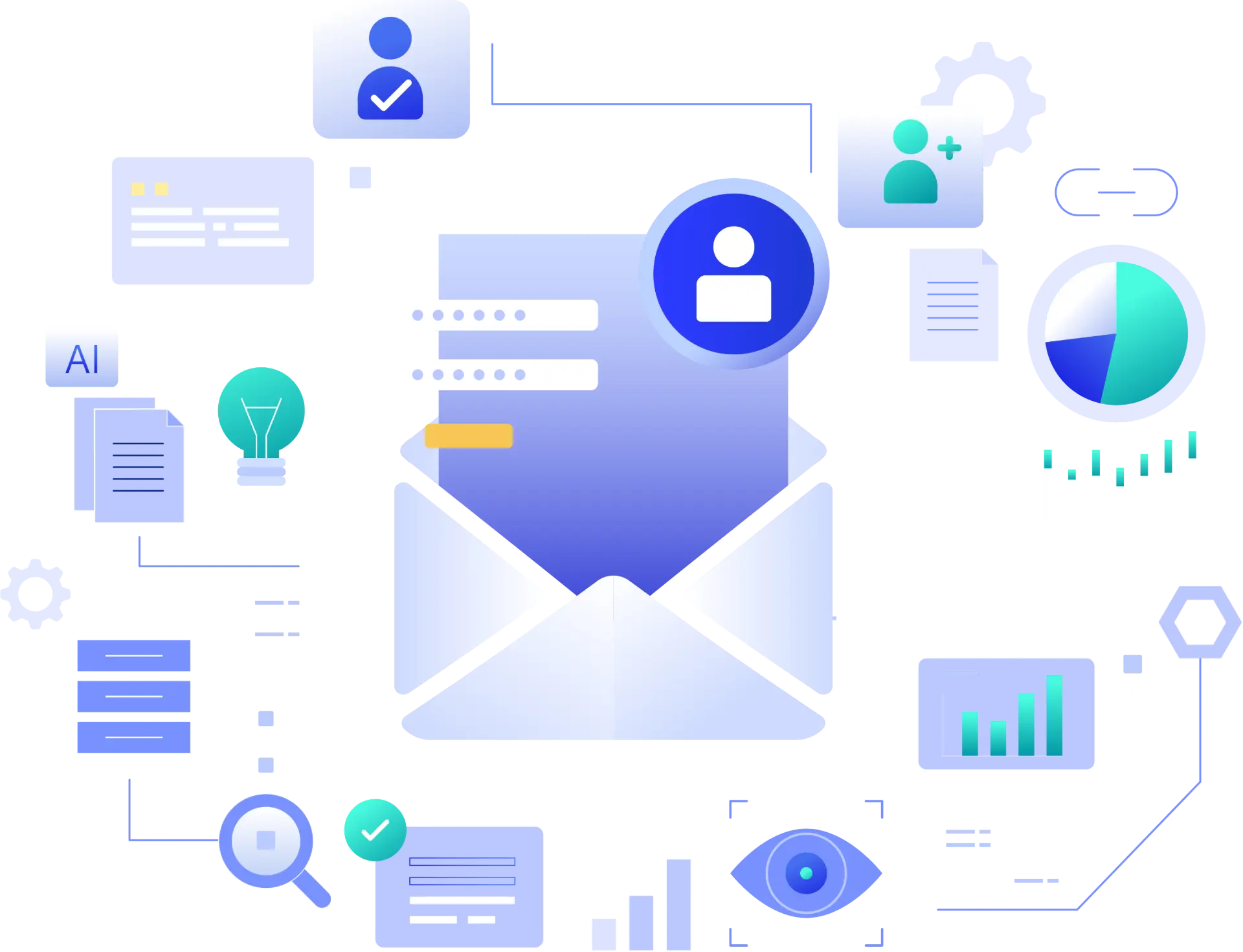 Email security banner with envelope, shield, and analytics visuals, representing advanced protection against phishing, malware, and impersonation threats for Australian businesses.