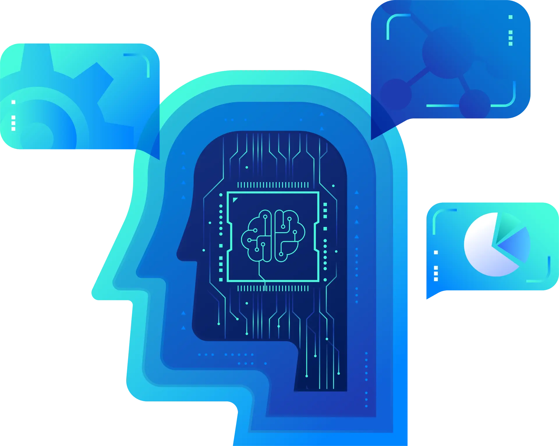 Awareness Training banner featuring a human head outline with AI brain chip, gears, and data visuals, representing cyber security training for Australian businesses.