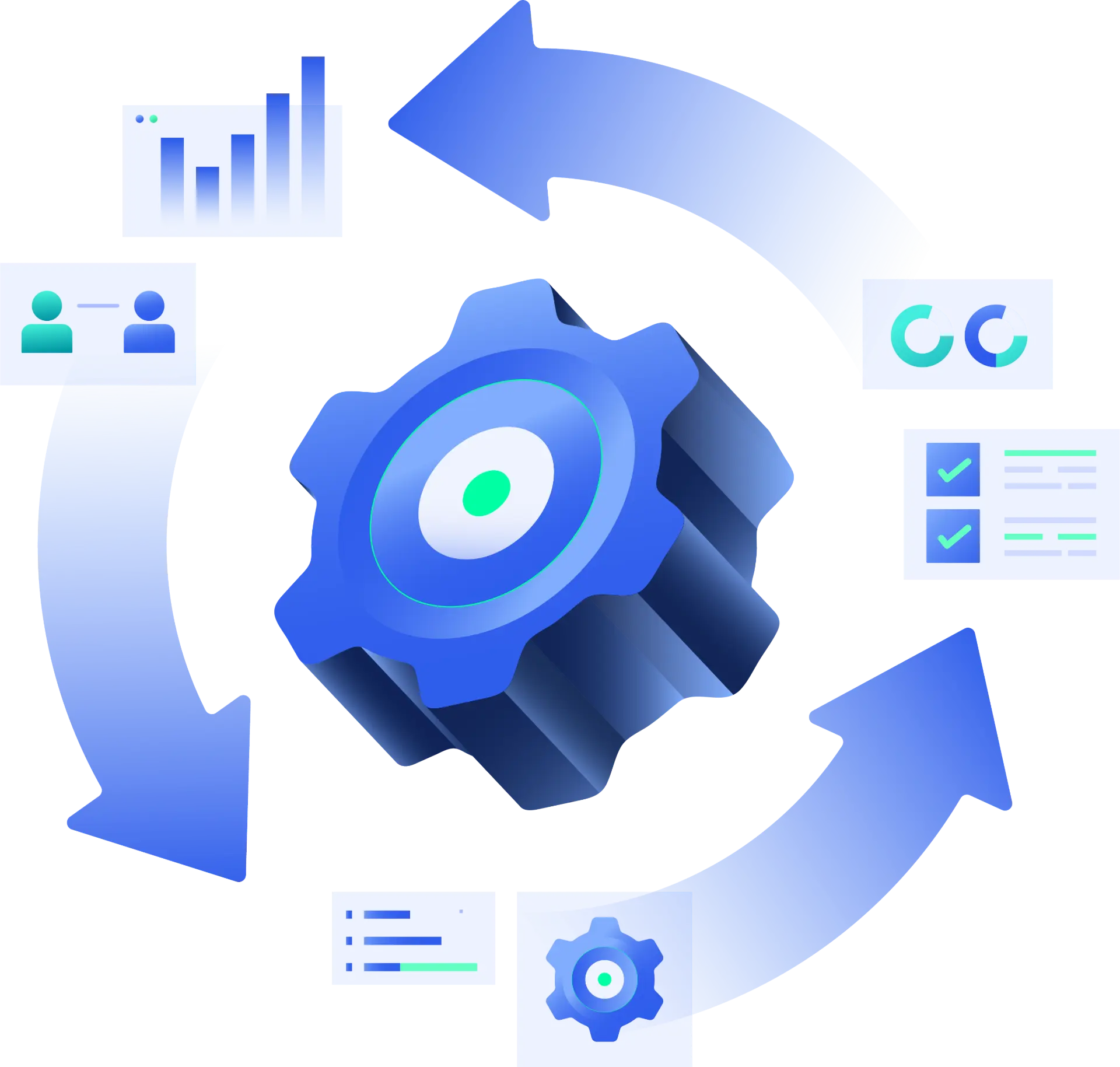 Solution Architect banner with cogwheel and analytics visuals, representing tailored IT solutions that align business goals with scalable, efficient, and measurable outcomes.