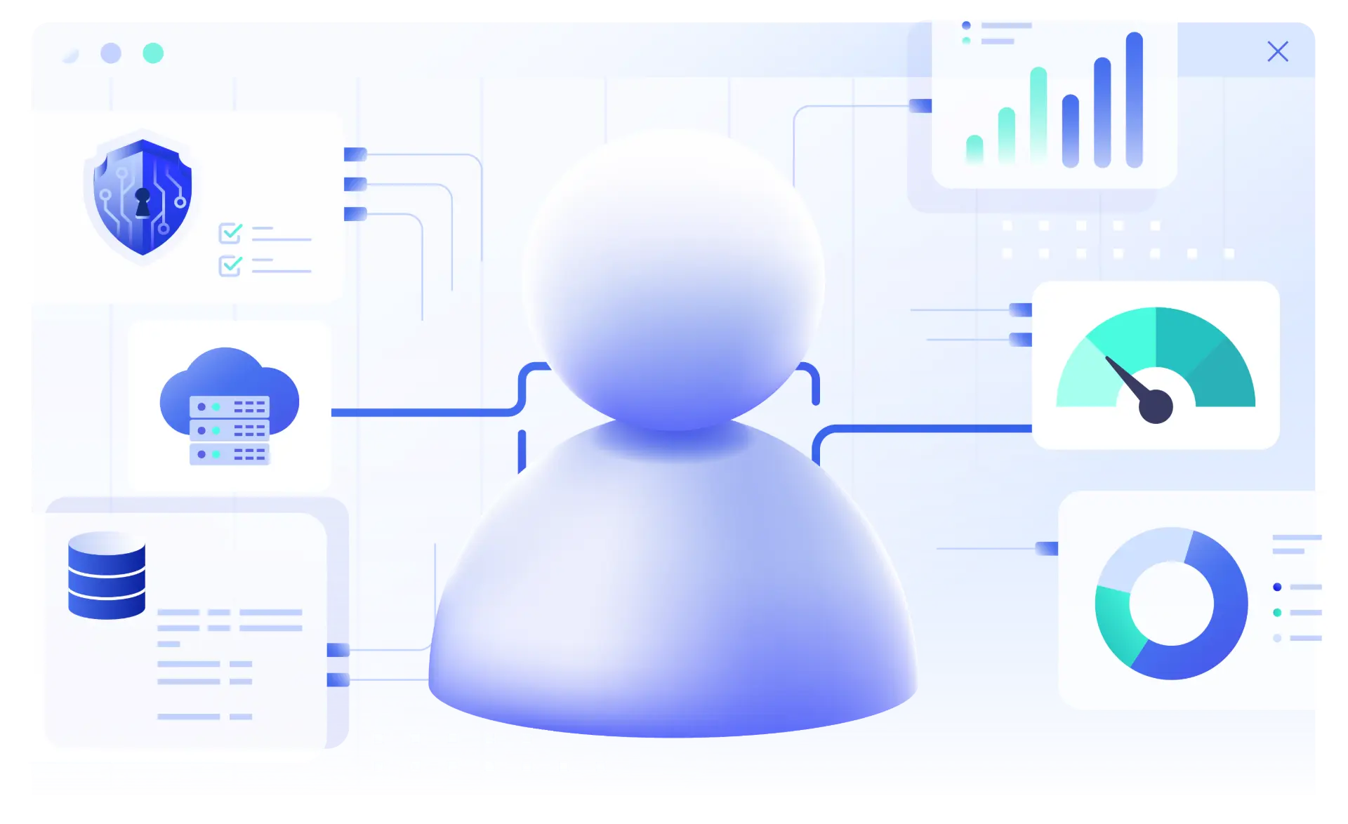 ProCare System and Network Engineers banner with user icon, data charts, cloud, and performance visuals representing expert IT skills for infrastructure projects.