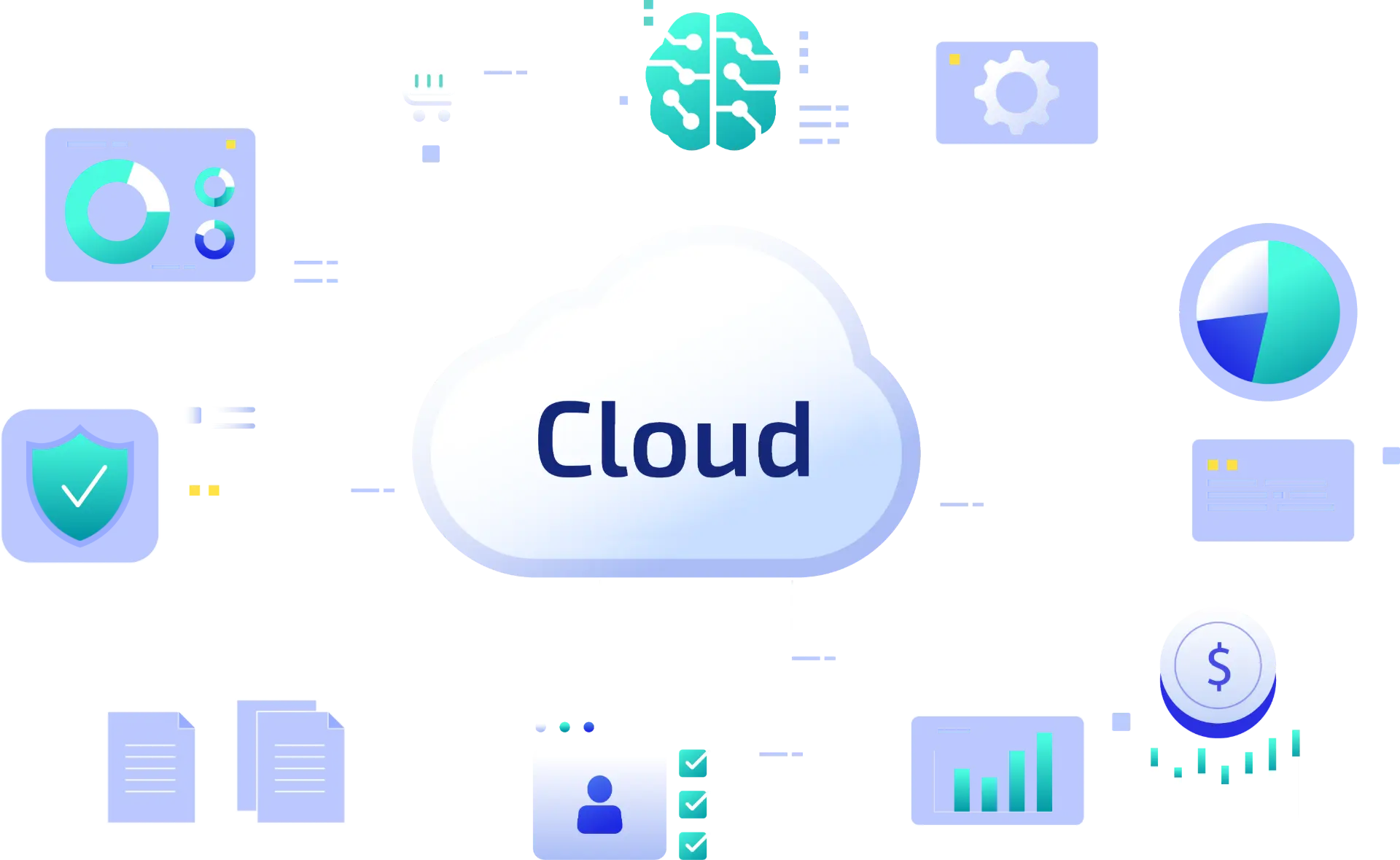 cloud infrastructure banner with cloud icon, analytics graphs, and connected devices, representing secure, scalable, and future-ready IT transformation for Australian businesses.