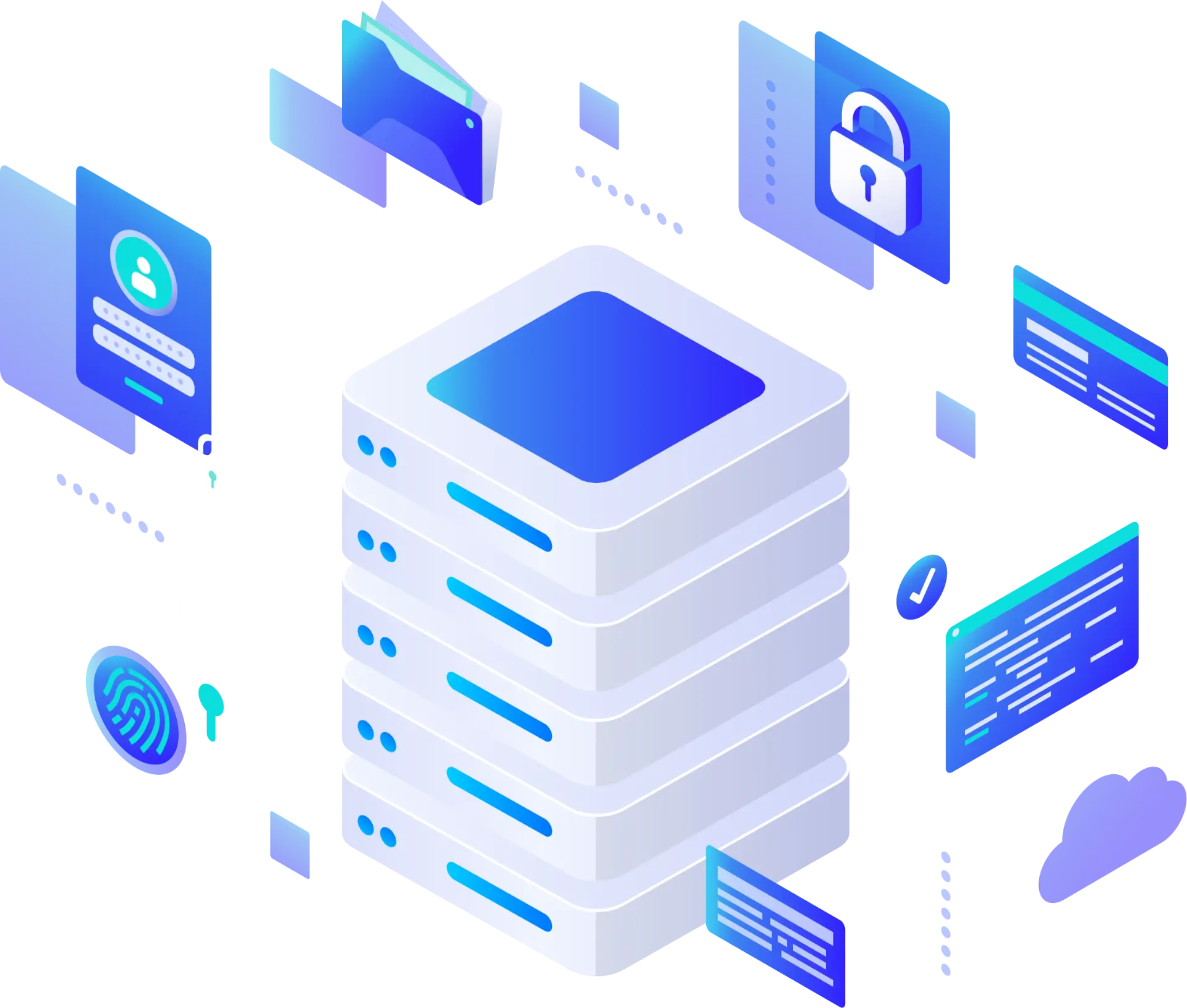 backup solutions banner with secure data servers, padlock icons, and digital files, representing business continuity, resilience, and threat protection.