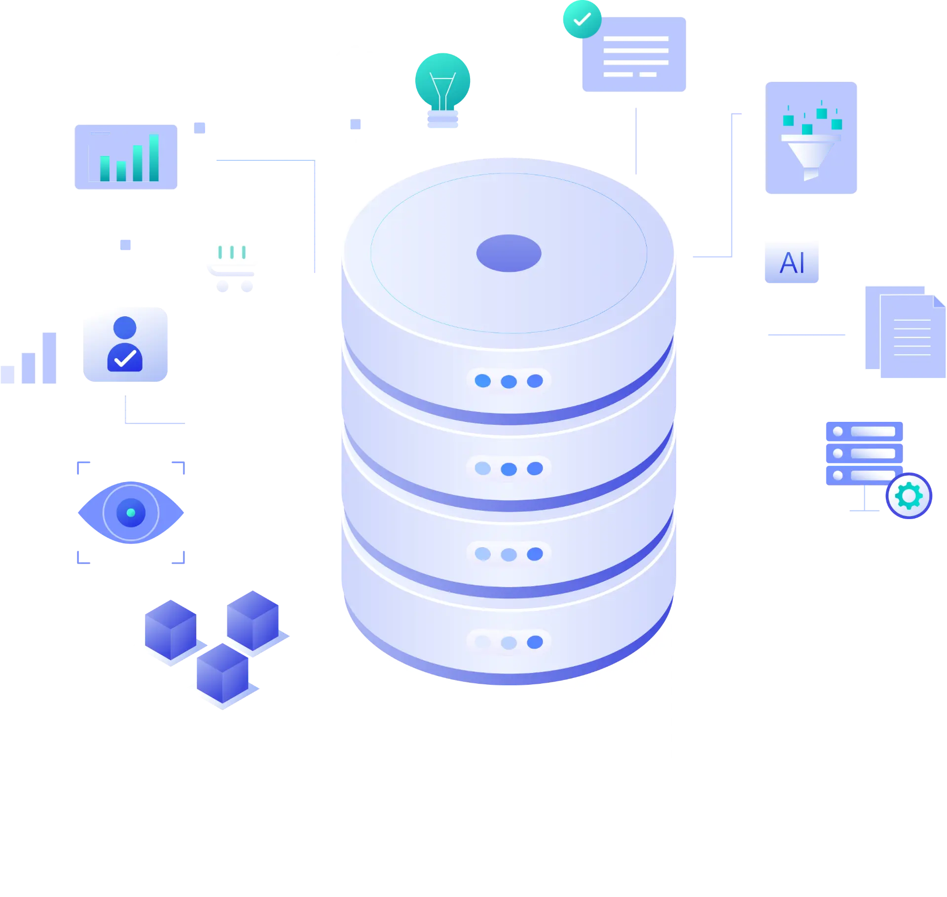 server and storage banner with stacked server icons, analytics visuals, and cloud integration graphics, representing scalable infrastructure and secure data storage.