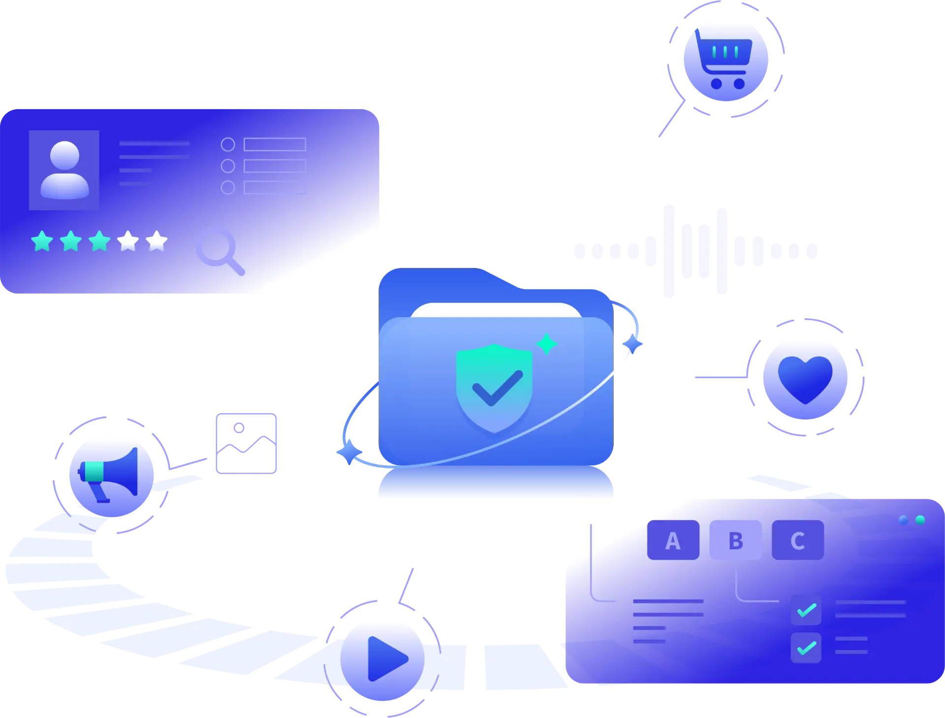 Isometric design represents blogs and resources